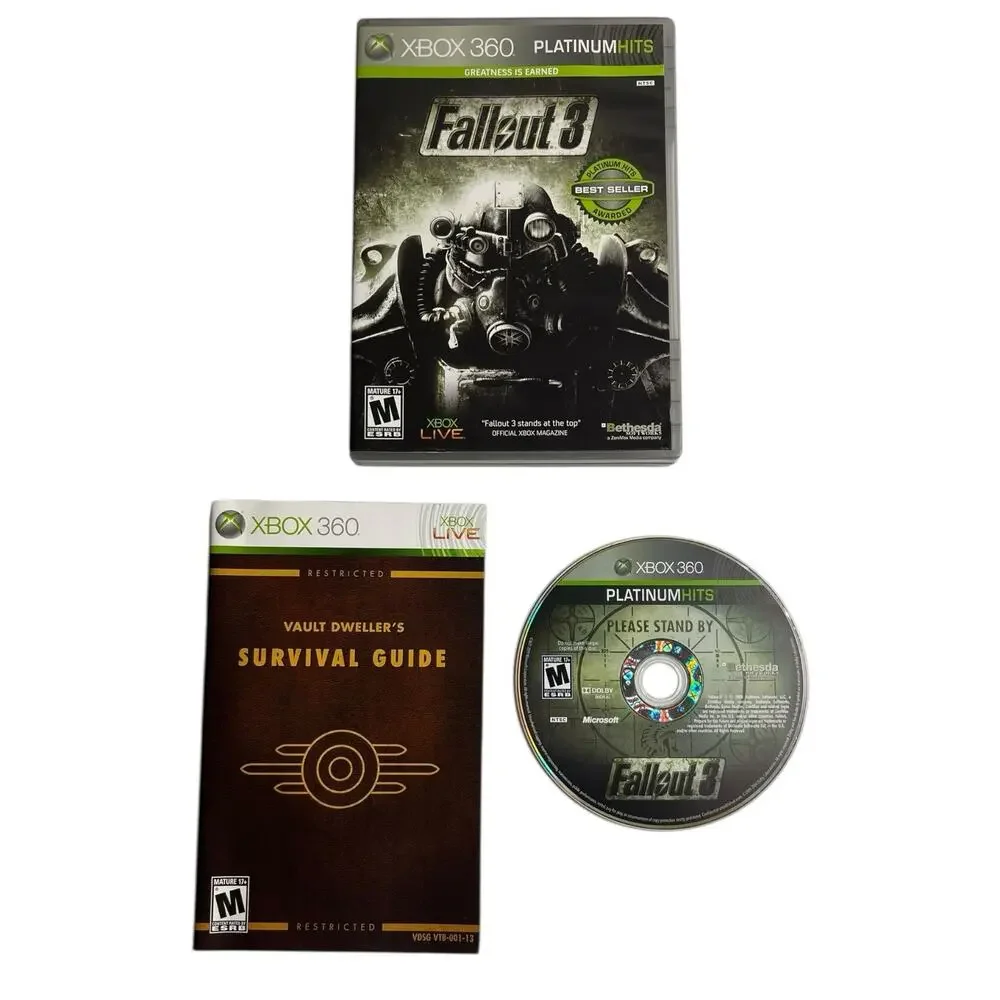Fallout 3 Platinum Hits Video‎ Game Microsoft Xbox 360 Complete CIB *Read